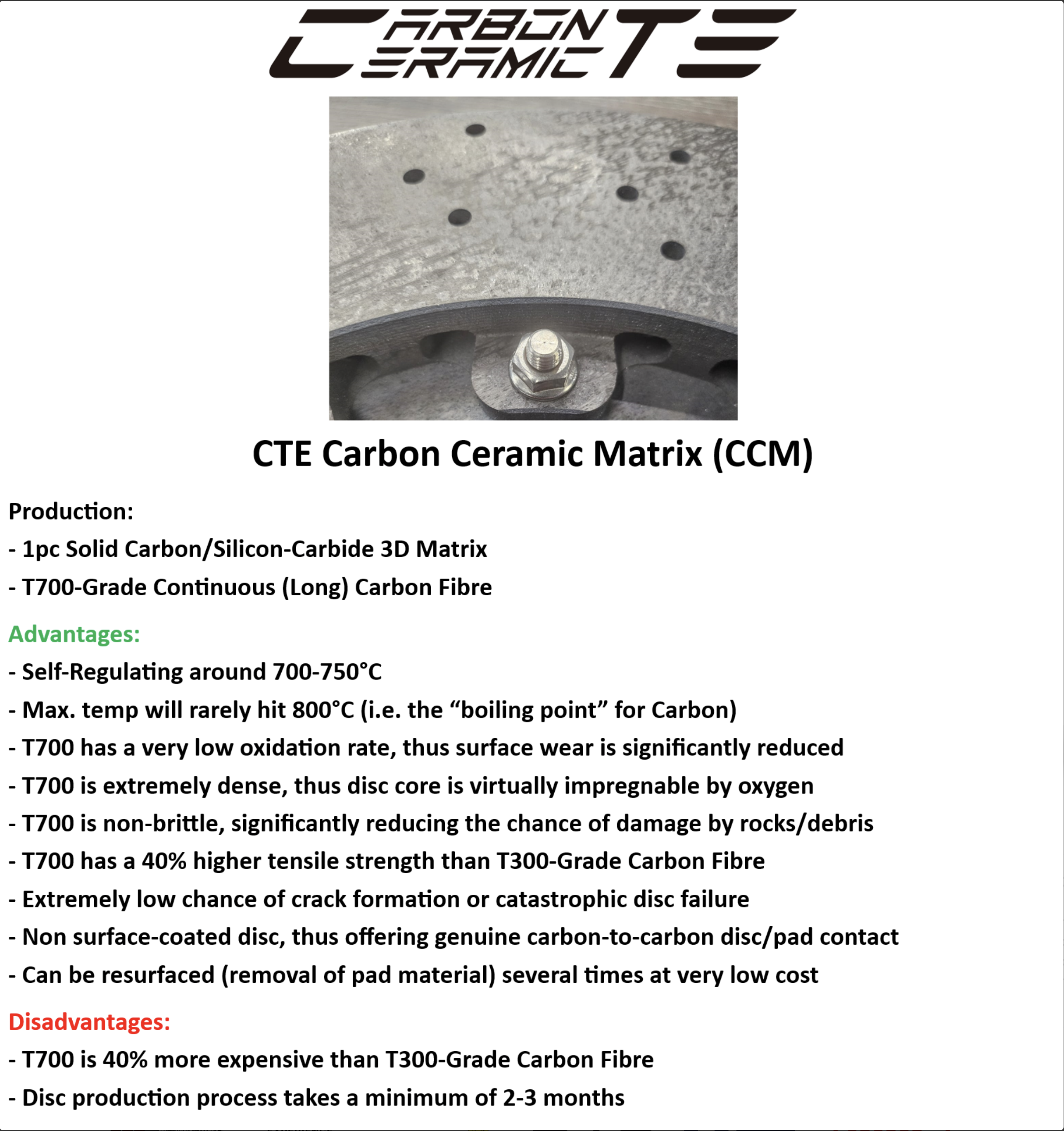 CTE Carbon CTE-CCK-992AF|CTE-CCK-992AR Ceramic Matrix Brake Rotors 992 ...
